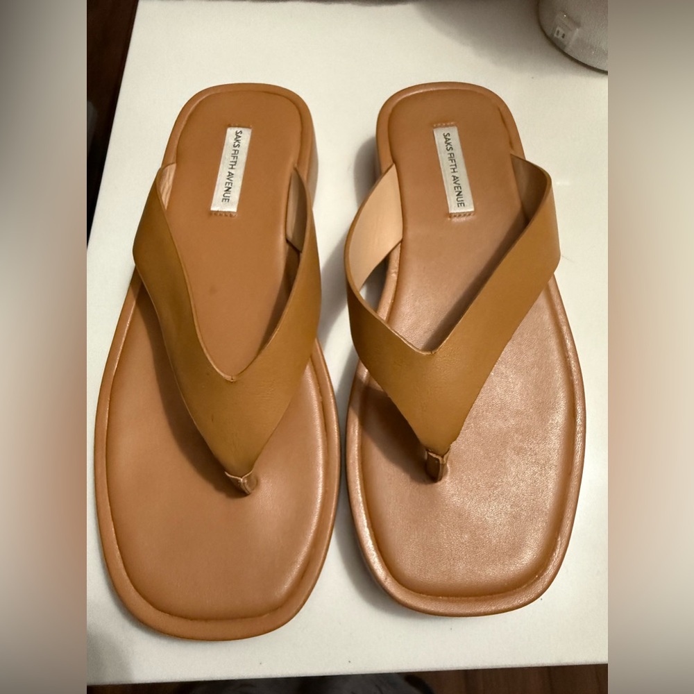 Tan Saks Fifth Ave sandals